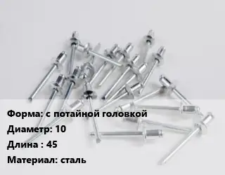 Заклепка с потайной головкой 10х45 сталь